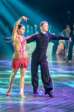 Krakow, Polonya - 09 Aralık 2017 - Wieczysty Kupası dans yarışması. Ulusal balo salonu dans turnuva Wieczysty Kupası Krakow