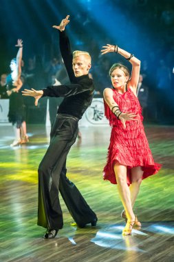 Krakow, Polonya - 09 Aralık 2017 - Wieczysty Kupası dans yarışması. Ulusal balo salonu dans turnuva Wieczysty Kupası Krakow