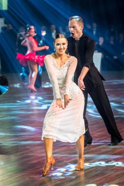 Krakow, Polonya - 09 Aralık 2017 - Wieczysty Kupası dans yarışması. Ulusal balo salonu dans turnuva Wieczysty Kupası Krakow