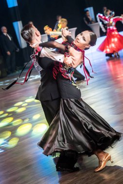 Krakow, Polonya - 09 Aralık 2017 - Wieczysty Kupası dans yarışması. Ulusal balo salonu dans turnuva Wieczysty Kupası Krakow