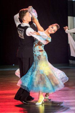 Krakow, Polonya - 09 Aralık 2017 - Wieczysty Kupası dans yarışması. Ulusal balo salonu dans turnuva Wieczysty Kupası Krakow