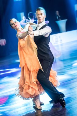 Krakow, Polonya - 09 Aralık 2017 - Wieczysty Kupası dans yarışması. Ulusal balo salonu dans turnuva Wieczysty Kupası Krakow