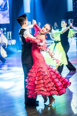 Krakow, Polonya - 09 Aralık 2017 - Wieczysty Kupası dans yarışması. Ulusal balo salonu dans turnuva Wieczysty Kupası Krakow