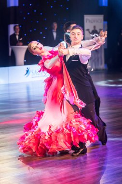 Krakow, Polonya - 09 Aralık 2017 - Wieczysty Kupası dans yarışması. Ulusal balo salonu dans turnuva Wieczysty Kupası Krakow