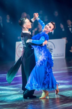 Krakow, Polonya - 09 Aralık 2017 - Wieczysty Kupası dans yarışması. Ulusal balo salonu dans turnuva Wieczysty Kupası Krakow