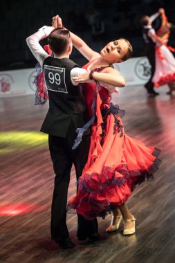 Krakow, Polonya - 09 Aralık 2017 - Wieczysty Kupası dans yarışması. Ulusal balo salonu dans turnuva Wieczysty Kupası Krakow