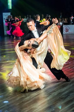 Krakow, Polonya - 09 Aralık 2017 - Wieczysty Kupası dans yarışması. Ulusal balo salonu dans turnuva Wieczysty Kupası Krakow