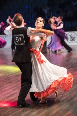 Krakow, Polonya - 09 Aralık 2017 - Wieczysty Kupası dans yarışması. Ulusal balo salonu dans turnuva Wieczysty Kupası Krakow