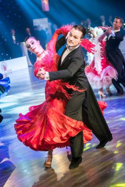 Krakow, Polonya - 09 Aralık 2017 - Wieczysty Kupası dans yarışması. Ulusal balo salonu dans turnuva Wieczysty Kupası Krakow