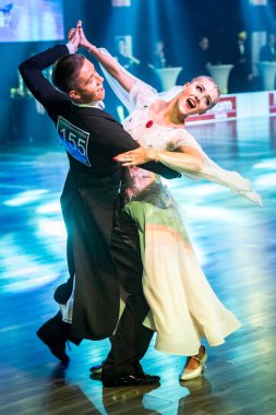 Krakow, Polonya - 09 Aralık 2017 - Wieczysty Kupası dans yarışması. Ulusal balo salonu dans turnuva Wieczysty Kupası Krakow