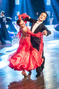 Krakow, Polonya - 09 Aralık 2017 - Wieczysty Kupası dans yarışması. Ulusal balo salonu dans turnuva Wieczysty Kupası Krakow