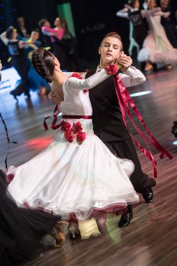 Krakow, Polonya - 09 Aralık 2017 - Wieczysty Kupası dans yarışması. Ulusal balo salonu dans turnuva Wieczysty Kupası Krakow