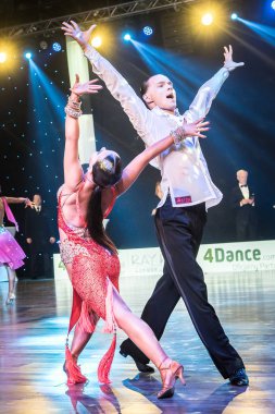 Krakow, Polonya - 10 Aralık 2017 - Wieczysty Kupası dans yarışması. Ulusal balo salonu dans turnuva Wieczysty Kupası Krakow