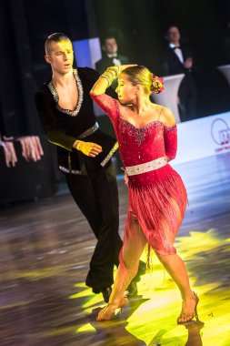 Krakow, Polonya - 10 Aralık 2017 - Wieczysty Kupası dans yarışması. Ulusal balo salonu dans turnuva Wieczysty Kupası Krakow