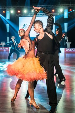 Krakow, Polonya - 10 Aralık 2017 - Wieczysty Kupası dans yarışması. Ulusal balo salonu dans turnuva Wieczysty Kupası Krakow