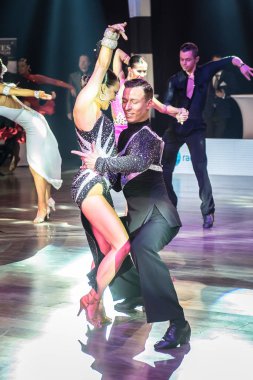 Krakow, Polonya - 10 Aralık 2017 - Wieczysty Kupası dans yarışması. Ulusal balo salonu dans turnuva Wieczysty Kupası Krakow