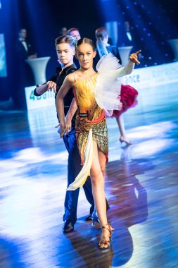 Krakow, Polonya - 10 Aralık 2017 - Wieczysty Kupası dans yarışması. Ulusal balo salonu dans turnuva Wieczysty Kupası Krakow