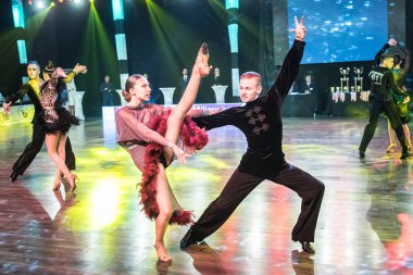 Krakow, Polonya - 10 Aralık 2017 - Wieczysty Kupası dans yarışması. Ulusal balo salonu dans turnuva Wieczysty Kupası Krakow