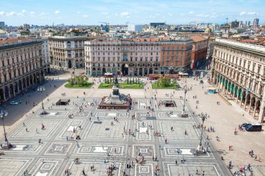 Aerial view of square in Milan clipart