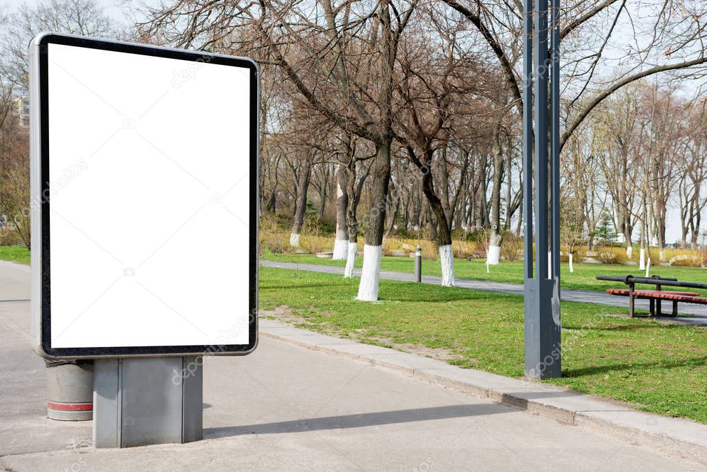 Empty billboard or lightbox on city street