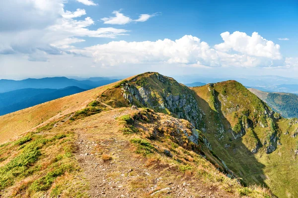 Гірський хребет з жовтою травою — стокове фото