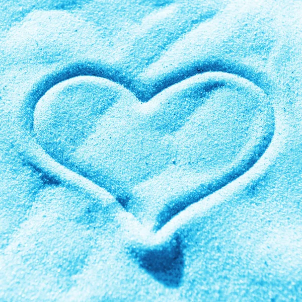 Blue heart on the sand — Stock Photo, Image