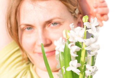 Kadın Kızıl saçlı ve çilli