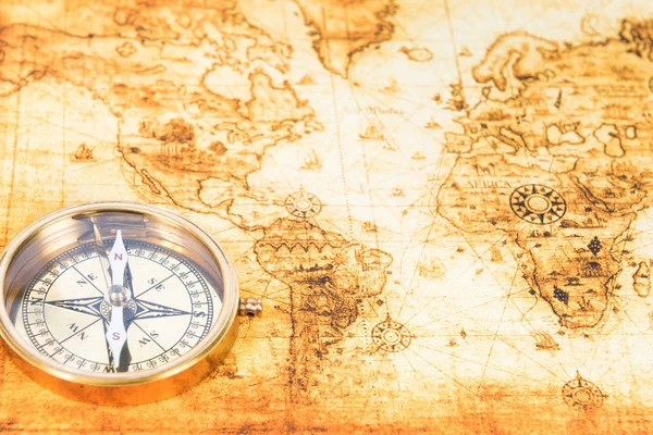 Old map with an ancient compass — Stock Photo, Image