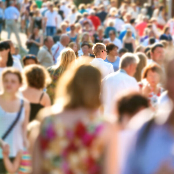 People walking on city street