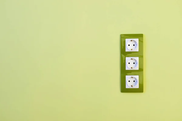 Euro green electric sockets — Stock Photo, Image