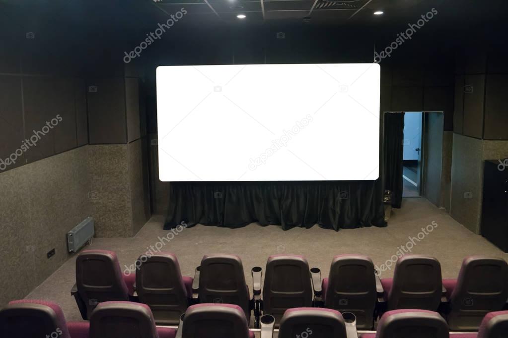 Empty stage in the small movie theater