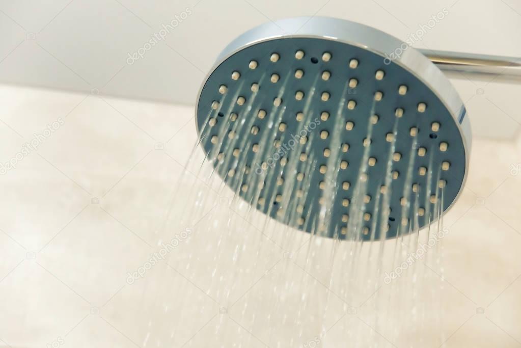 Close up of shower head in the bathroom