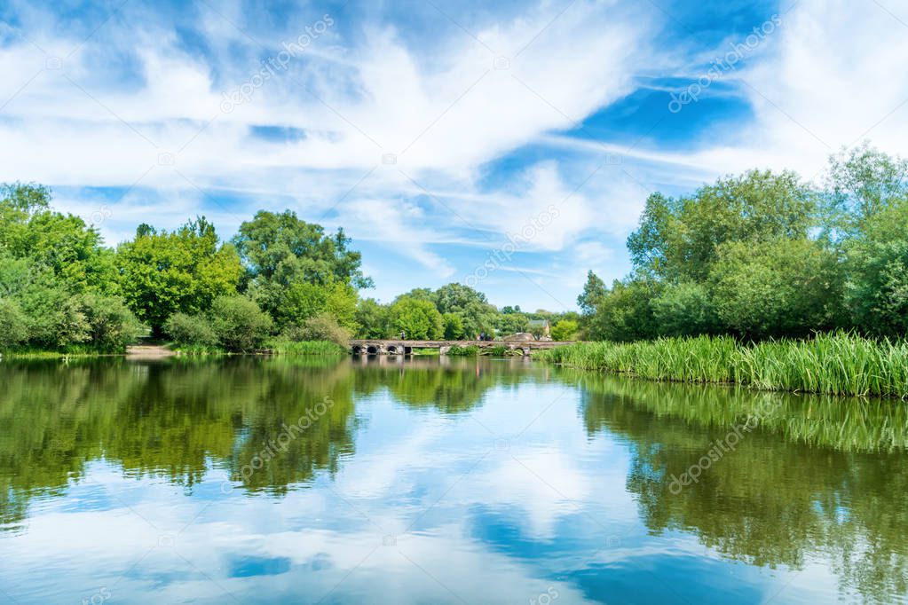 Calm landscape with blue river