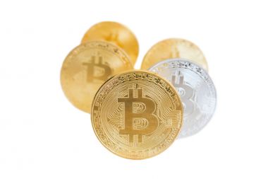 Altın Bitcoins yığını 