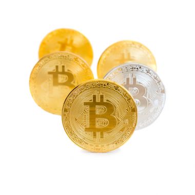 Altın Bitcoins yığını 