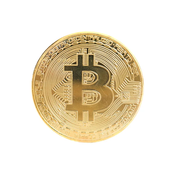Bitcoin de oro con logo — Foto de Stock