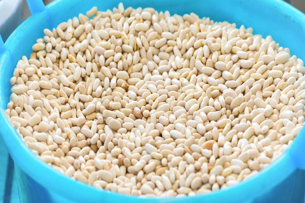 Bowl with white haricot beans — Stock Photo, Image