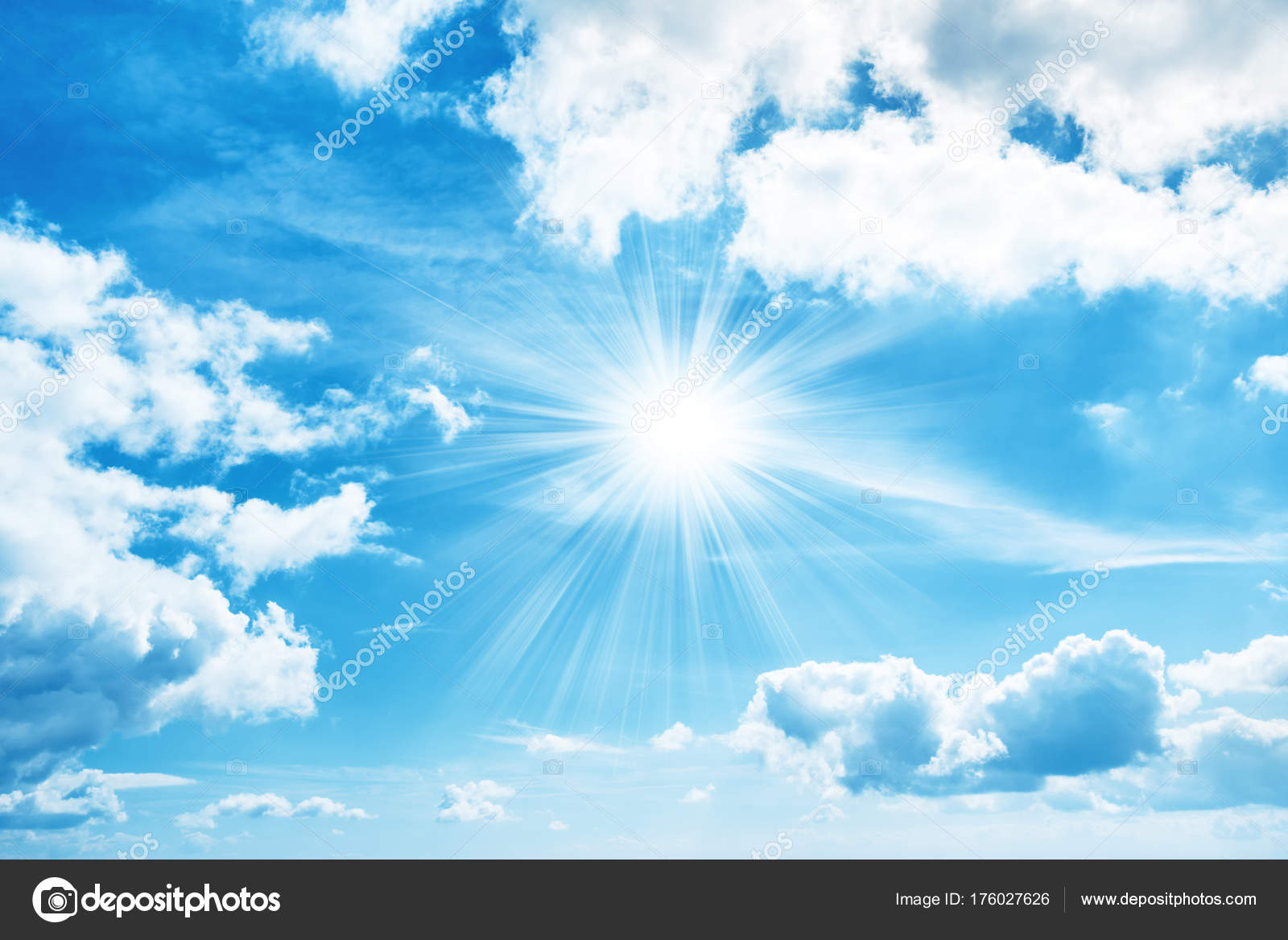 Sun Blue Sky White Clouds Nature Background Stock Photo by ©dovapi 176027626