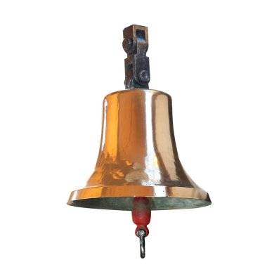 Beyaz arka plan üzerinde izole vintage pirinç çan 