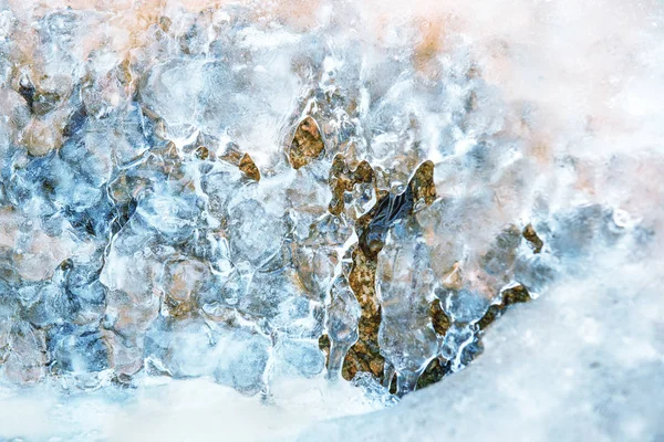 Blue Ice Doku Rock Kış Arka Plan Üzerinde — Stok fotoğraf