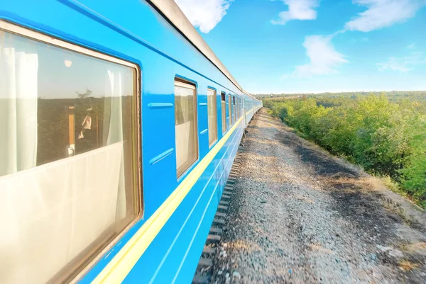 Movimento Trem Ferroviário Moderno Vagões Transportes Urbanos — Fotografia de Stock