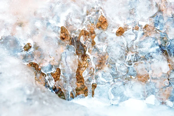 Blue Ice Doku Rock Kış Arka Plan Üzerinde — Stok fotoğraf