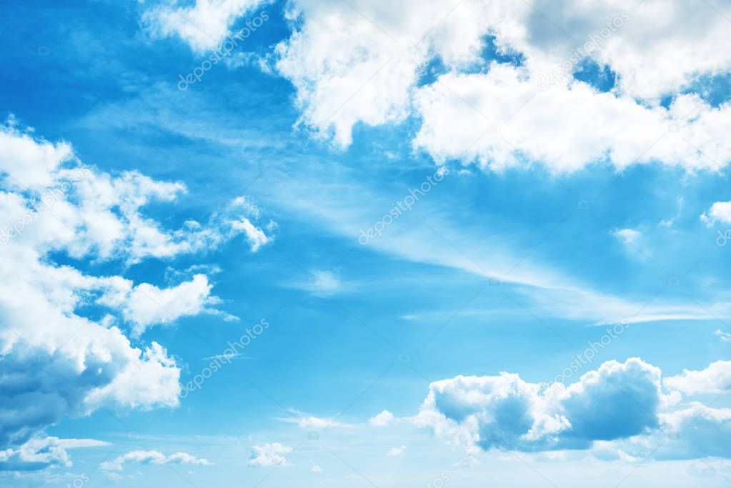 White clouds and blue sky, nature background