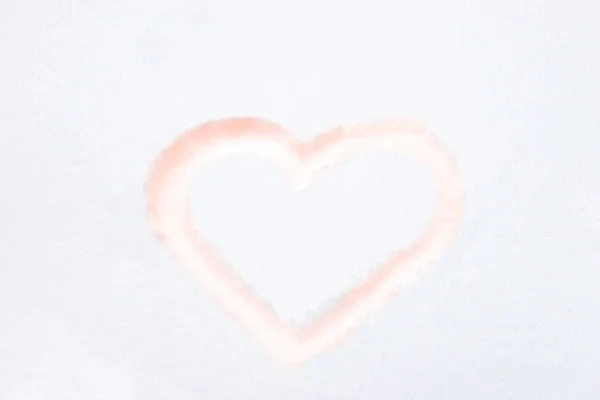 Heart Shape Drawing White Snow Valentine Day — Stock Photo, Image