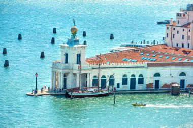 Canal Grande ve Basilica Santa Maria Venedik İtalya güzel havadan görünümü