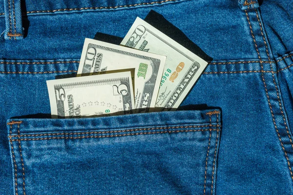 Dollari Contanti Tasca Blue Jeans — Foto Stock