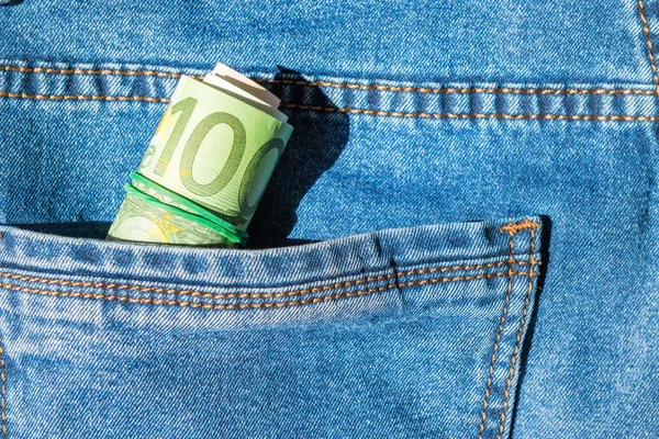 Δολάρια Μετρητά Στην Τσέπη Του Τζιν Μπλε — Φωτογραφία Αρχείου
