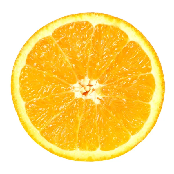 Polovina Šťavnatá Čerstvý Pomeranč Izolovaných Bílém Pozadí — Stock fotografie