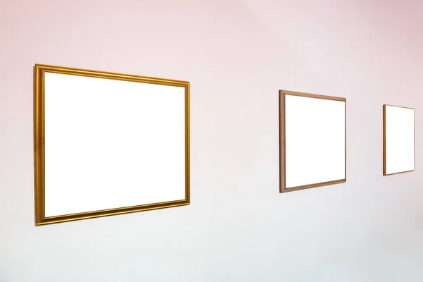 Empty Blank Picture Wooden White Isolated Frame Interior Wall — Stock Photo, Image