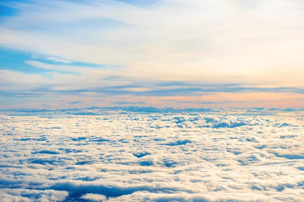 Aerial View Blue Sky Layers White Fluffy Cumulus Cirrus Clouds — Stock Photo, Image